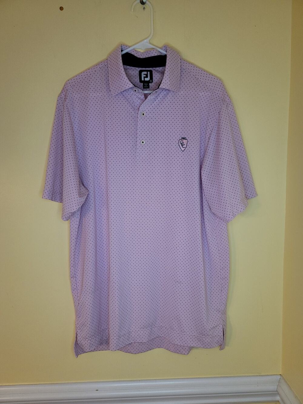 Footjoy FJ Light Pink Black Poka Dot Golf Polo Short Sleeve Mens M